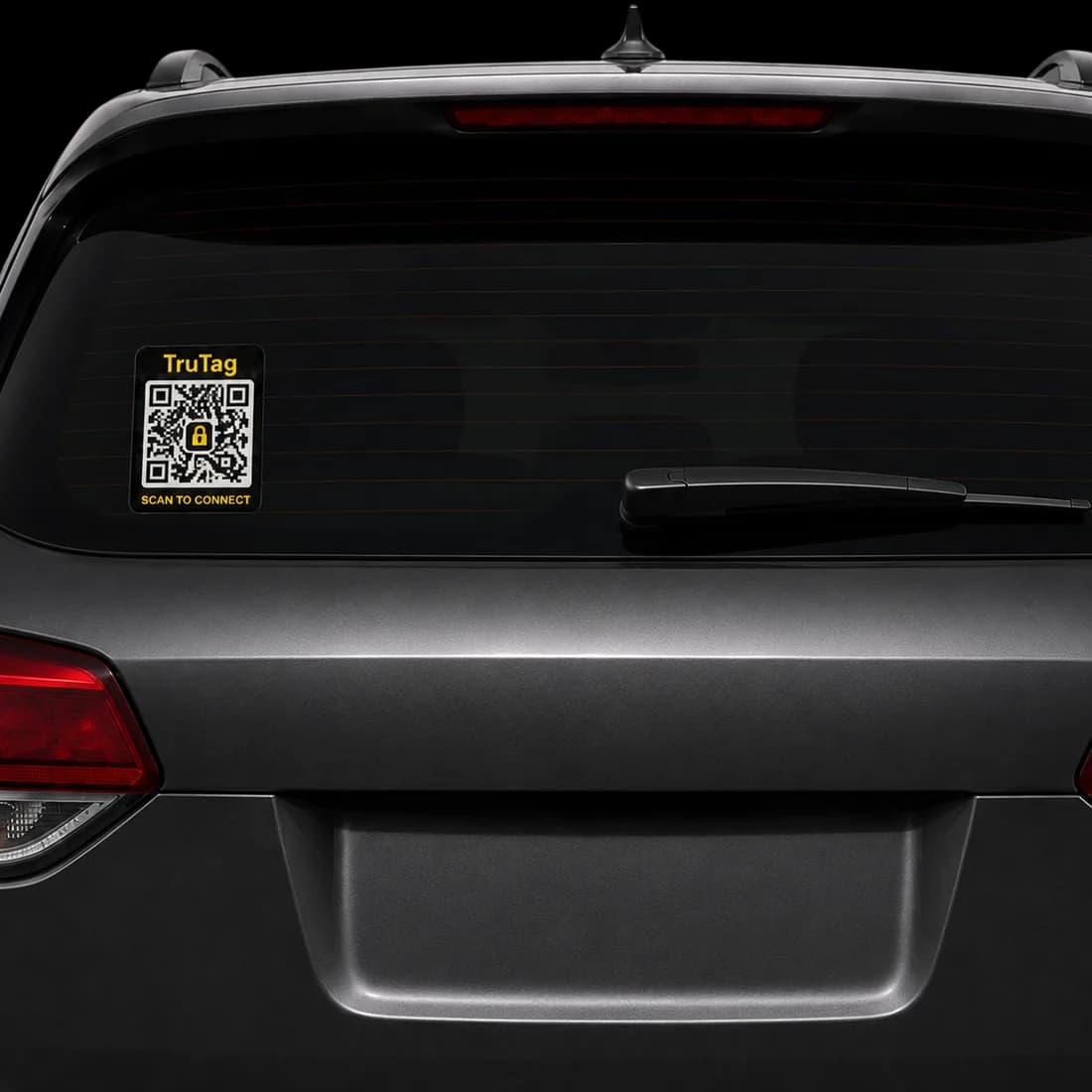 TruTag sticker on a car windscreen